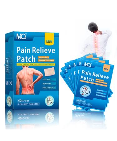 60Pcs Pain Relief Patch Plaster Pain Relieving Patch Long Lasting Effect Promote Blood Circulation Relief Knee Pain Backache Joint Muscle Cervical Vertebra Medicated Plaster for Joint & Muscle Pain
