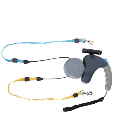 Double Head Pet Walking Leash Double Dog Retractable Leash Dog Leashes For Walking 2 Dogs(Gray)