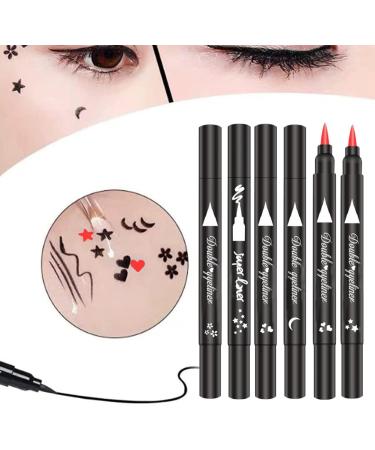 Eyeliner Stamp 2 in 1 Double-Head Waterproof Liquid Eyeliner Pen Make-Up Tool Black Heart double-headed eyeliner - Buy Online on SooperMarket.com