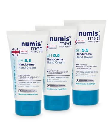 Numis Med Hand cream PH 5.5-3 Pack skin -calming hand cream for very sensitive & sensitive hands - vegan skin care without silicones parabens & mineral oil (3x 75 ml)