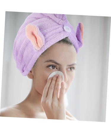 MAGICLULU 3pcs Bunny Ears Dry Hair Hat Coral Fleece Hair Mask Absorb Water Violet - Buy Online on SooperMarket.com