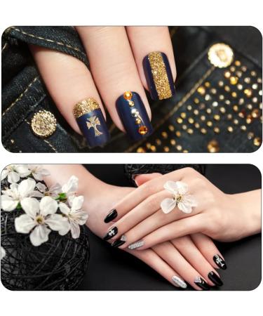 2 Boxes AB Nail 3D Art Accessories - 24 Pcs Mixed Sizes, Multi Shapes Manicure Decoration in Golden and Silver - Nail Face Makeup DIY Craft - Buy Online on SooperMarket.com