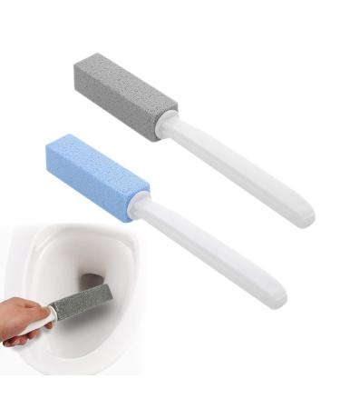 Pumice Stone for Toilet Toilet Limescale Remover 2 Pack Handle Toilet Bowl Cleaner Hard Water Build Up Remover with Ergonomic Handle for Kitchen/Bath/Pool/Household Cleaning Gray+Blue
