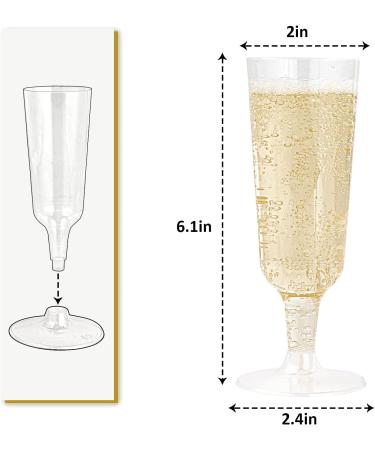 JOLLY CHEF 100 Pack 5 Oz Clear Plastic Champagne Flutes - Disposable Glasses for Wedding, Thanksgiving, Christmas - Bulk Party Supplies - Buy Online on SooperMarket.com