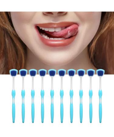 Silicone Tongue Brush Long Handle 10 Pcs for Adults - Blue | Effective Tongue Cleaner - Buy Online on SooperMarket.com