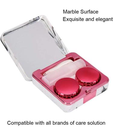Acouto Square Contact Lens Case - Portable Marble Mirror Design for Nearsighted - Stylish Pink Color - Buy Online on SooperMarket.com