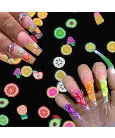 3D Fruit Nail Art Slices - 12 Grids Glitters for Summer Designs - Banana Lemon Strawberry Cherry Watermelon - DIY Manicure Supplies - Buy Online on SooperMarket.com