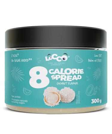 8 Calorie Spread Coconut Flavour Only 8 calories per serving Low fat cream No added sugar No palm oil Keto Diet Vegetarian Smooth paste Sweet snack 300 g