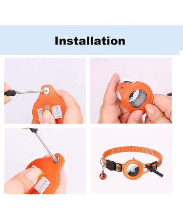 Mouyou Airtag Cat Neck Band - Soft Nylon Reflective Collar with Bell & Safety Clasp Adjustable 22-34cm Orange - Track Your Cat with Airtag Holder - Buy Online on SooperMarket.com