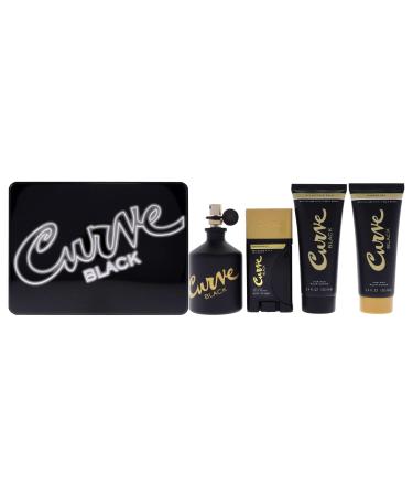 Liz Claiborne Curve Black 4.2oz EDC Spray 3.4oz After Shave Balm 3.4oz Shower Gel 1.7oz Deodrant Spray Men 4 Pc Gift Set
