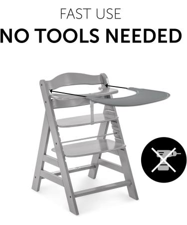 Hauck Alpha+ Click Tray Grey - Easy to Clean, Quick to Remove and Fix - Large Plastic Highchair Tray - Buy Online on SooperMarket.com