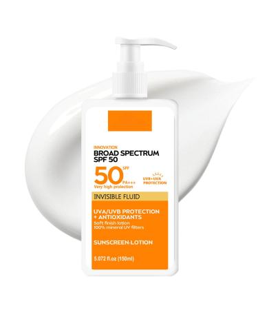 150ml Sunscreen Spf 50+ 150ml Sun Cream For High Sun Protection Invisible Fluid Suncream Very Water+Sweat Resistant Sunblock Brown Spot Reduction Face Sunscreen Sensitive Skin Sun Cream