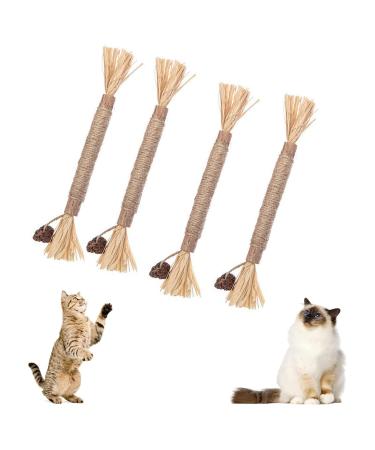 HBINGL Silvervine Chew Sticks for Cats 4 pcs Brown Catnip Chew Sticks for kitten Cat Teeth Nip Cleaning Teeth Chew Catnip Toys Natural Cat Teeth Nip Cleaning Catnip for Indoor Cats