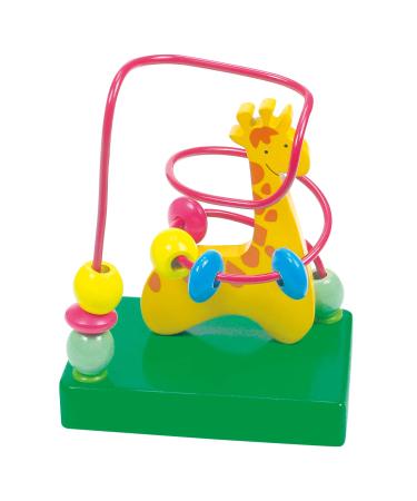 Bino & Mertens 84160 motor loop wooden toys from 1 year (motor toys to promote hand-eye coordination funny giraffe design perfect for on the go size: 10x7x12.5 cm) multicolored