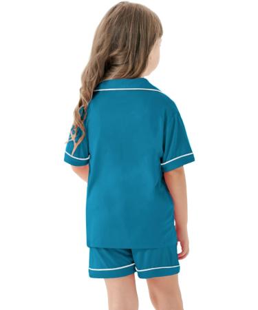 SWOMOG Unisex Kids Modal Pyjamas Set | Short Sleeve Button-Down PJs | 6-7 Years Turquoise - Buy Online on SooperMarket.com