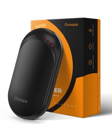 OCOOPA Hand Warmer Rechargeable, Single/Double Side Heating, 5 Levels up to 10hrs Heat, 5200mAh Electric Portable Pocket Heater, Heat Therapy Great for Outdoors, Warm Gifts, 118D Black