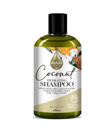 Difeel Essentials Hydrating Coconut Shampoo 12 oz. - Moisturizing Sulfate Free Shampoo made with 100% natural Essential Oils