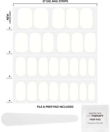 Dashing Diva Gloss Nail Strips - White Canvas | UV Free Chip Resistant Gel Nail Stickers | 27 Nail Wraps Prep Pad & Nail File Included - Buy Online on SooperMarket.com