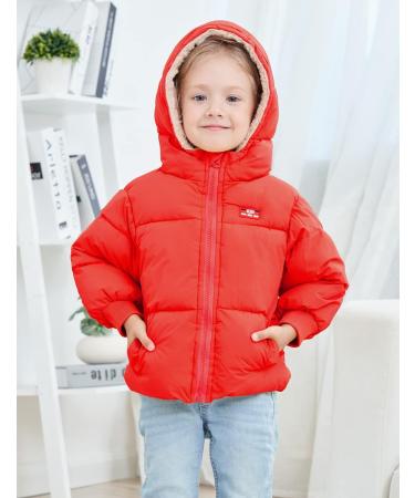 Kids4ever Winter Hooded Jacket | Red | 3-4 Years | Toddler Zipper Coat with Fleece Lining - Buy Online on SooperMarket.com