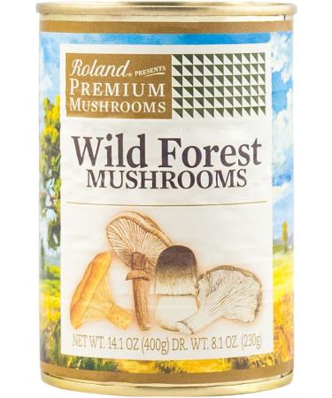 Roland Foods Premium Canned Wild Forest Mushrooms Specialty Imported Food 7.93-Ounce Can-4 pack