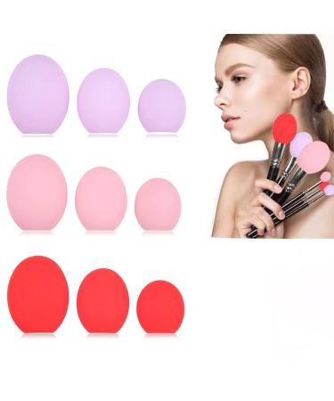 YZRYXHWL 9-Piece Makeup Brush Cover Dustproof Makeup Brush Protector Cap Travel Makeup Brush Storage Holder Silicone Makeup Brush Protector Cap Reusable Make (Pink Purple Red 3 purple+3 pink+3 red