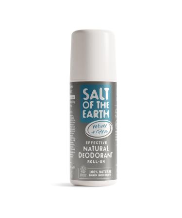 Salt of the Earth - Natural Deodorant Roll On for Men - Certified 100% Natural Origin Ingredients - Vegan Long Lasting Protection Leaping Bunny Approved - Made in the UK - Vetiver & Citrus - 75ml