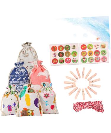 RORPOIR 51pcs Christmas Countdown Calendar Christmas Calendar Pouch Christmas Hanging Halloween Burlap Bag - Buy Online on SooperMarket.com