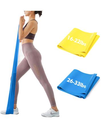 Imoebel Fitness Band 2 Set Gymnastics band Fitness bands 2 strengths 8-10kg/12-15kg Premium Extra long 1.8/2 meter exercise band Resistance tapes for yoga pilates crossfit rehabilitation 2 Set yellow & blue 2 strengths
