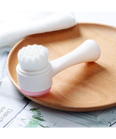 Gymqian Manual Facial Cleansing Brush - 2 in 1 Exfoliating Silicone Pad & Nylon Bristles for Cosmetic Removal - Pink, Non-Electric Dual Brush - Buy Online on SooperMarket.com