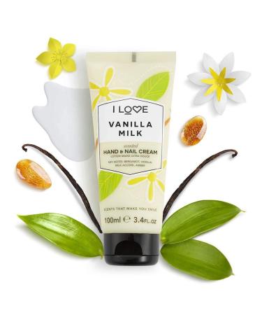 I Love Vanilla Milk Hand & Nail Cream | Shea Butter & Coconut Oil | Vegan & 93% Naturally Derived - 100ml - Buy Online on SooperMarket.com