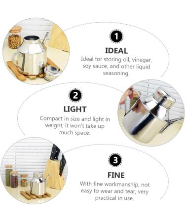 OUNONA 2pcs Sauce Pot Metal Oil Cruet Oil Pouring Bottle Mini Locker Oil Spout Oil Dispenser Bottle Metal Oil Bottle Pourer Vinegar Dispensing Cruets Condiment Liquid Kitchen Supplies 16X13X9.5CMx2pcs Silverx2pcs - Buy Online on SooperMarket.com
