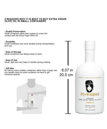 2023 Gold Medal Winner High Phenolic USDA Organic Greek Extra Virgin Olive Oil 16.9 oz Bottle - Vegan Cold Extracted from Greece - Koroneiki Variety by PJ KABOS Family Reserve - Buy Online on SooperMarket.com