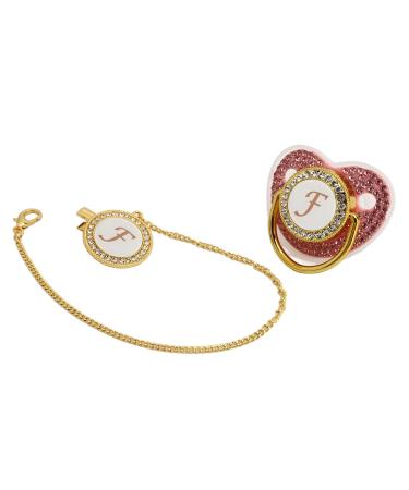 Gold Baby Pacifier Set - Rhinestone Covered Lightweight Pacifier for 6-18 Months - Stylish & Safe Home Use (Letter F) - Buy Online on SooperMarket.com