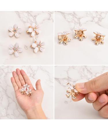 Xzeemo 12pcs Mini Flower Claw Clips Set - Non-Slip Hair Clips for Girls and Women - Ideal for Daily Wear, Parties, and Wedding Hairstyles - White - Buy Online on SooperMarket.com