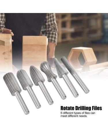 Rotating Grinding File Set - 6pcs Bearing Steel Drill Rotary File Bits for Carving & Metalworking - International Shipping Available - Buy Online on SooperMarket.com