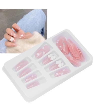 Full Cover False Nail Pink Bow Fake Nails Pink Love Press On Nails Coffin Medium Length Ballerina Nail Art Tips Sets Artificial Nails Press On False Nail Tips - Buy Online on SooperMarket.com