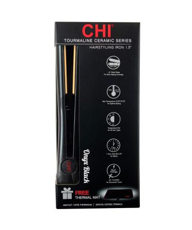 CHI Classic Tourmaline Ceramic Hairstyling Iron 1.5 in Onyx Black - Professional Hair Straightener - Buy Online on SooperMarket.com