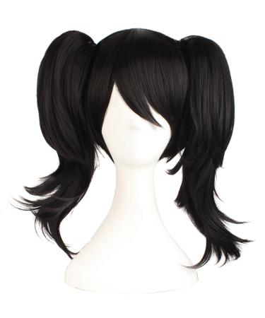 MapofBeauty 22"/55cm Short Hair and 2 Ponytails Beautiful Girl Cosplay Wig Complete Set 3 pcs (Black)