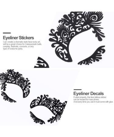 KALLORY 5 Pairs Temporary Lace Eye Tattoos for Halloween Party - Black - Buy Online on SooperMarket.com