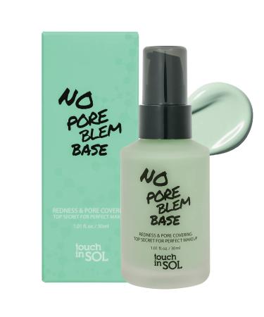TOUCH IN SOL Redness Correcting Base Primer 1.01 fl.oz. - Pore Minimizing Green Toned Makeup Base - Tone Neutralizing before Foundation - Minimize Rosacea, Redness - No Pore Blem Primer Base Base 30ml 1 Pack