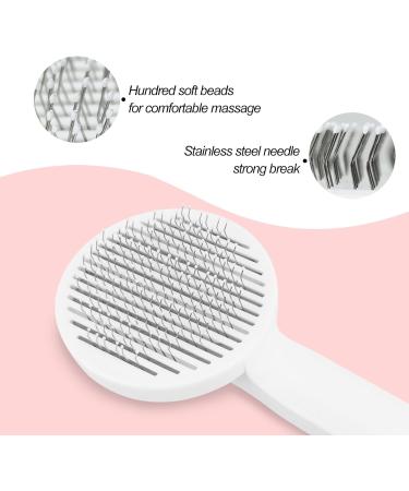FuninCrea Self Cleaning Dog Grooming Brush - Stainless Steel Bristles for Pet Hair Removal and Massage - Pink - Buy Online on SooperMarket.com