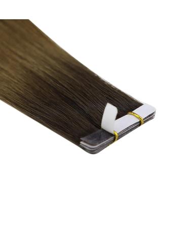 Youngsee Real Hair Tape Extensions - 60cm Darker Brown Ombre - 5pcs Virgin Skin Weft - #R3/8 - Buy Online on SooperMarket.com
