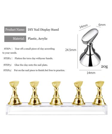 Acrylic Nail Display Stand Set - Training Fingernail Holder for Manicure Tools (Gold & Silver) | Perfect for Salons & DIY - Buy Online on SooperMarket.com