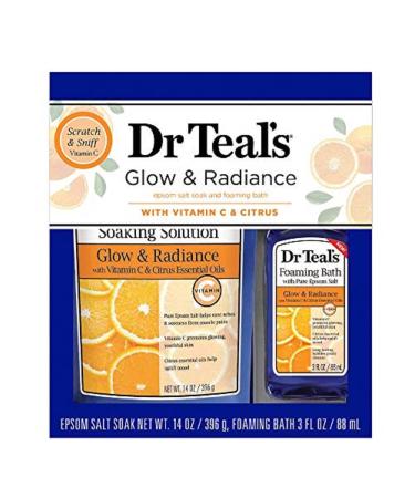 Dr Teal's Glow & Radiance with Vitamin C & Citrus Epsom Salt Soaking Solution and Foaming Bath Gift Set