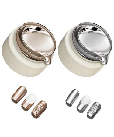 Metallic Painting Gel 8ML Golden Painted Gel Nail Polish 2Pcs Chrome Gel Nail Polish 3D Mirror Effect Painting Metallic Gel Polish for Flower Lines Drawing Nail Art Polilsh