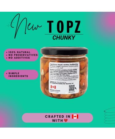 TOPZ Dog Food Chunky Beef & Veggies Broth Kibble Topper - 100% Natural Dog Food Topper in Beef Bone Broth with vegtables for Picky Eaters - No Preservatives - All Natural Dog Treat & Mix-in (3-Pack) - Buy Online on SooperMarket.com