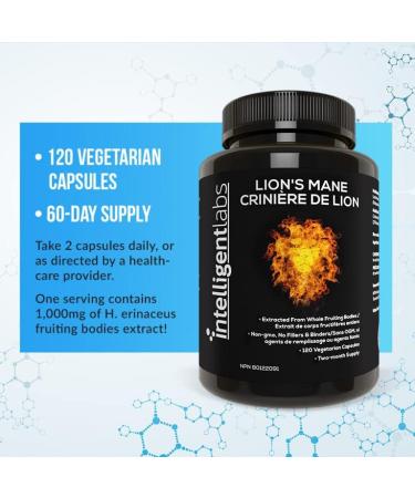 Lion s Mane Mushroom Capsules by Intelligent Labs Extracted from The Fruiting Bodies of Hericium Erinaceus Minimum 25% Beta Glucans No Grain Fillers 2-Month Supply - Buy Online on SooperMarket.com