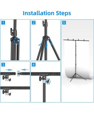 EMART T-Shape Portable Background Backdrop Stand Kit - 5ft Wide, 8.5ft Tall, Adjustable with 4 Spring Clamps - Buy Online on SooperMarket.com