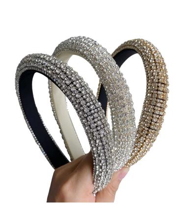 Wiwpar Rhinestone Headbands for Women Rhinestone Head Bands Sparkly Rhinestones Headband Hair Hoop Hair Accessories (Black)
