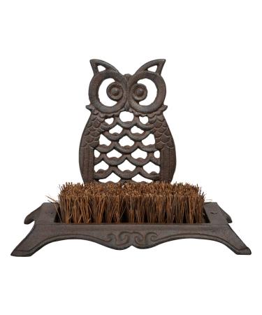 MAISONICA Owl Boot Brush Scaper Garden Cast Iron Brown Footwear